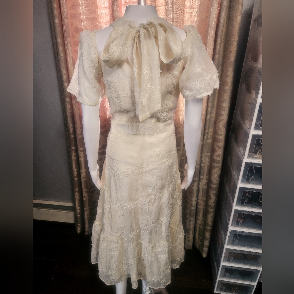 Romantic Sheer Lined Flower Embriodered Dress NWT Fits Size L